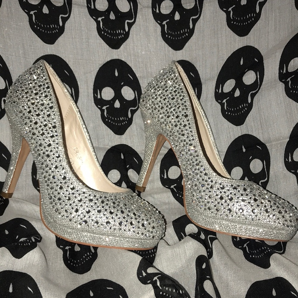 Silver bedazzled heels